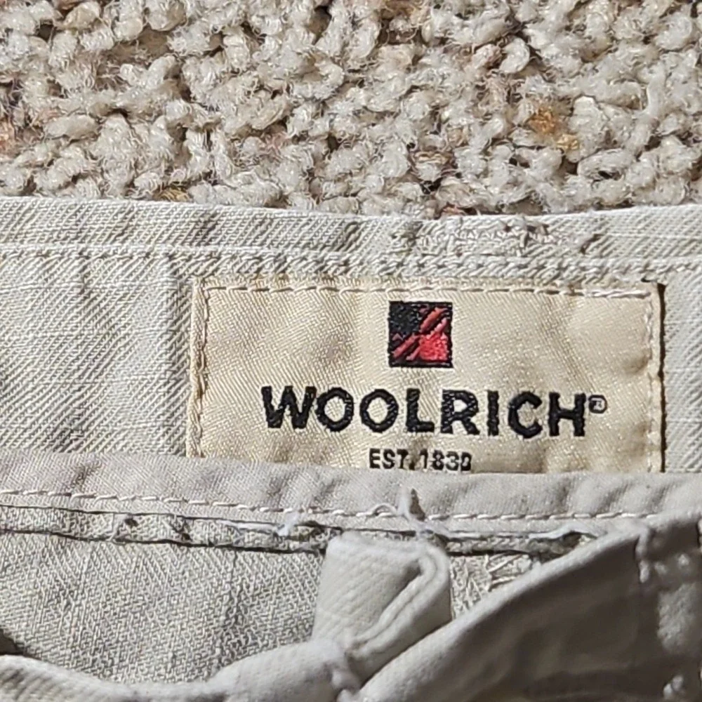 Woolrich Cargo Shorts Mens 42 Beige Ripstop Cotton Buttoned Pockets Spot See Pic